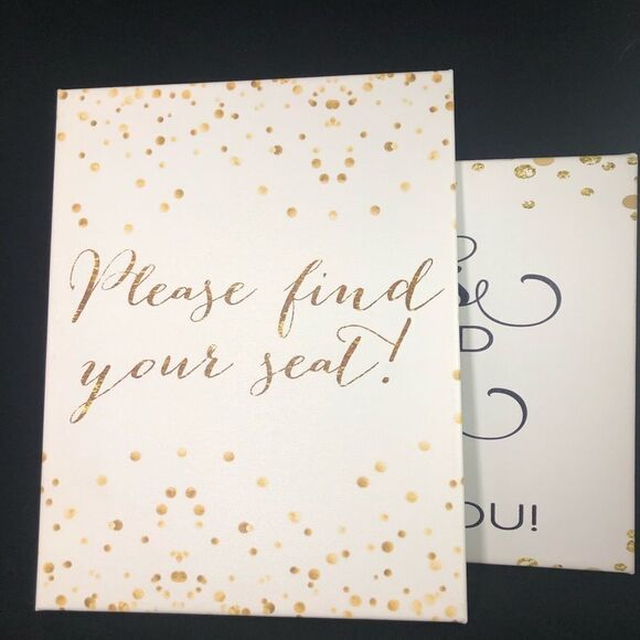 Two Canvas 11" x 14" Gold Wedding Decor Signs - Picture 3 of 8